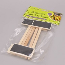 Lot de 5 &eacute;tiquettes en bois et ardoise pour le potager