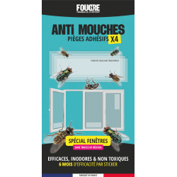 Pi&egrave;ge &agrave; Mouches pour Fen&ecirc;tre FOUDRE x4 &ndash; Sans insecticide &ndash; Jusqu&rsquo;&agrave; 6 mois d&rsquo;efficacit&eacute;