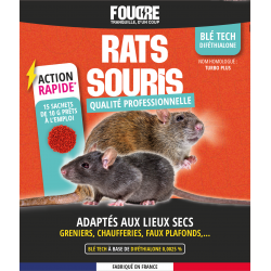 Bl&eacute; Tech Rats & Souris FOUDRE Turbo Plus 150 g &ndash; App&acirc;t professionnel &agrave; base de dif&eacute;thialone