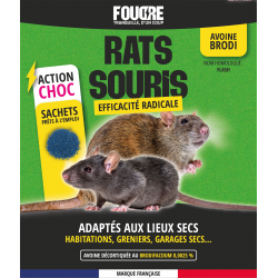 Avoine Rats & Souris FOUDRE 150 g &ndash; Brodifacoum 0,0025 % &ndash; Efficacit&eacute; radicale pour lieux secs